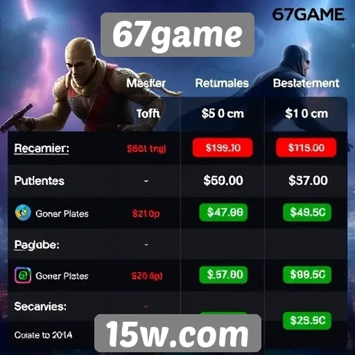 Comparativo de preços entre 67game e concorrentes